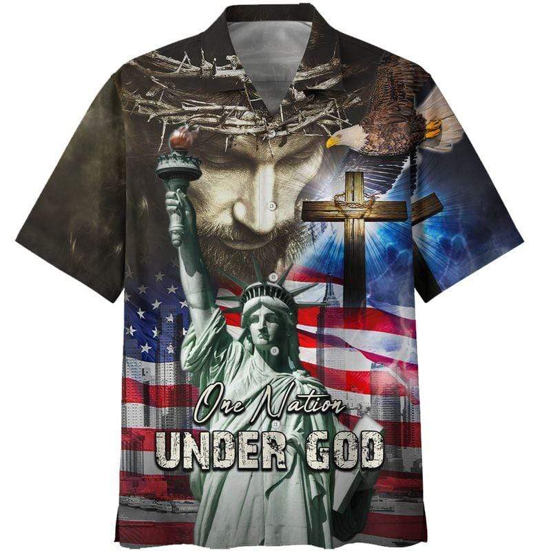 July One Nation Under God Independence Day Unisex Hawaii Summer Beach Shirts Ha35562