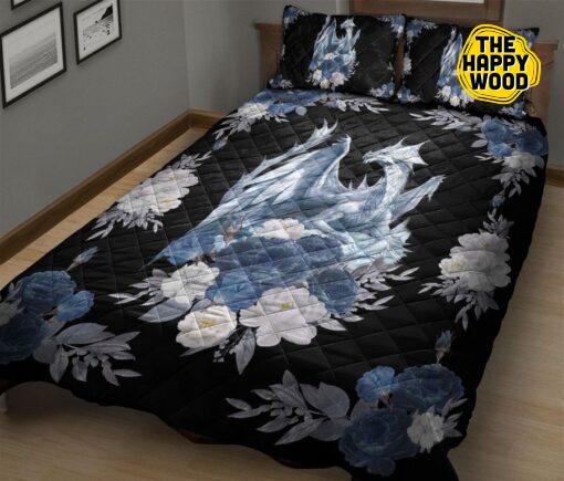 Dragon Flower Quilt Bed Set And Pillow Covers