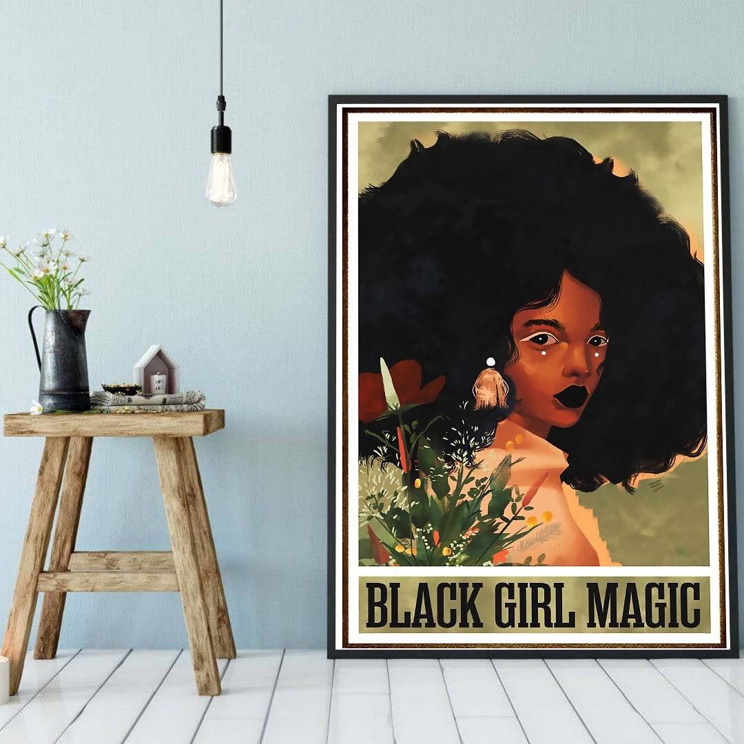 African American Canvas, Black Queen Girl Art, Black Women Canvas And Poster, Wall Decor Visual Art