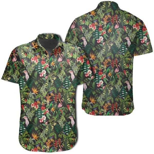 Tropical Flamingo Hibiscus Hawaiian Shirt