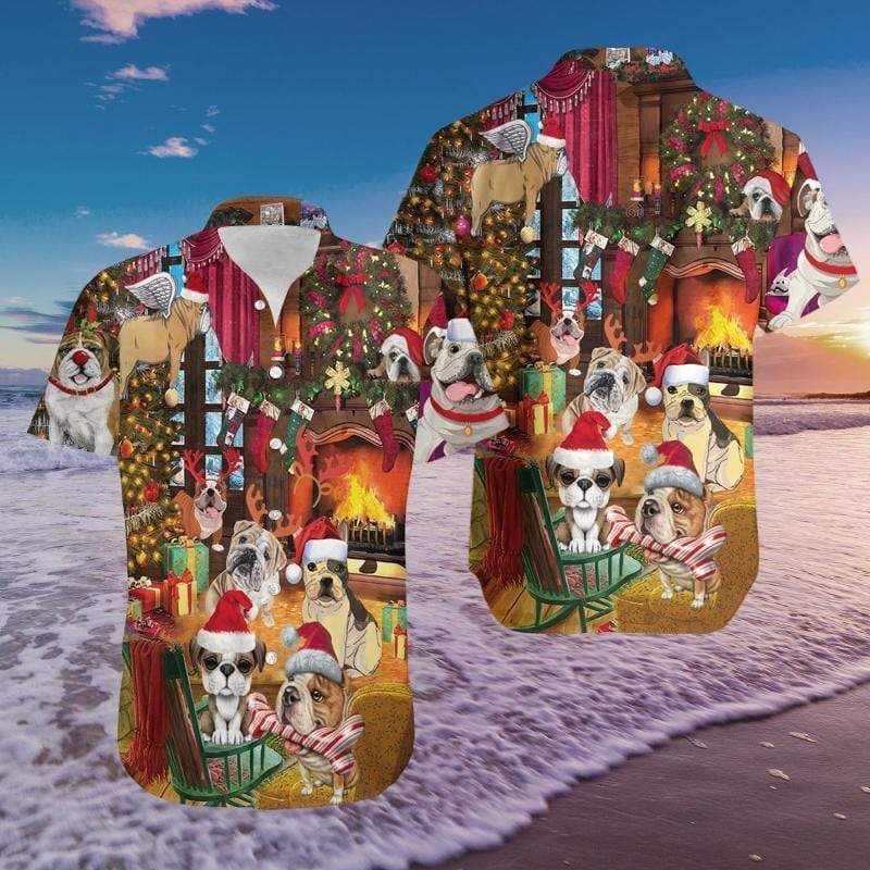 Shop I Love Dog Merry Chirstmas Hawaii Aloha Shirts Ha53882