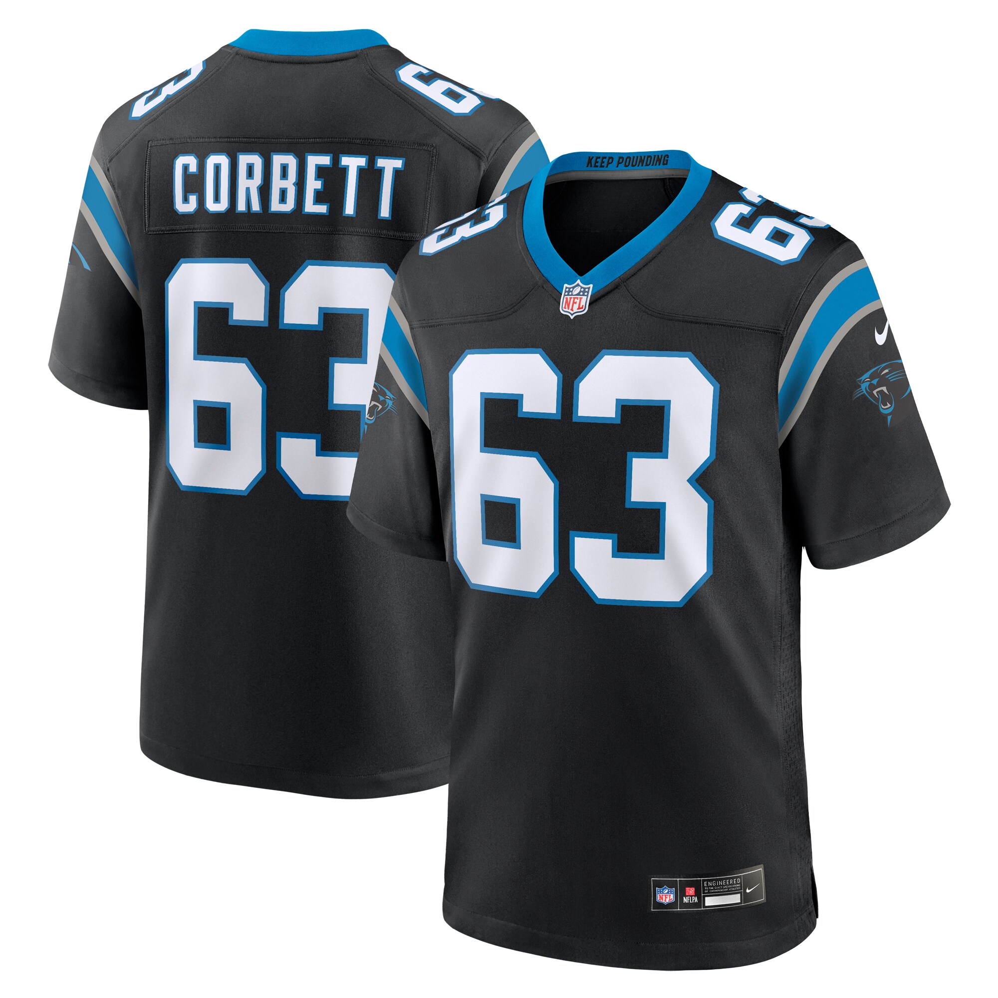 Men’s Carolina Panthers Austin Corbett Black Team Game Jersey