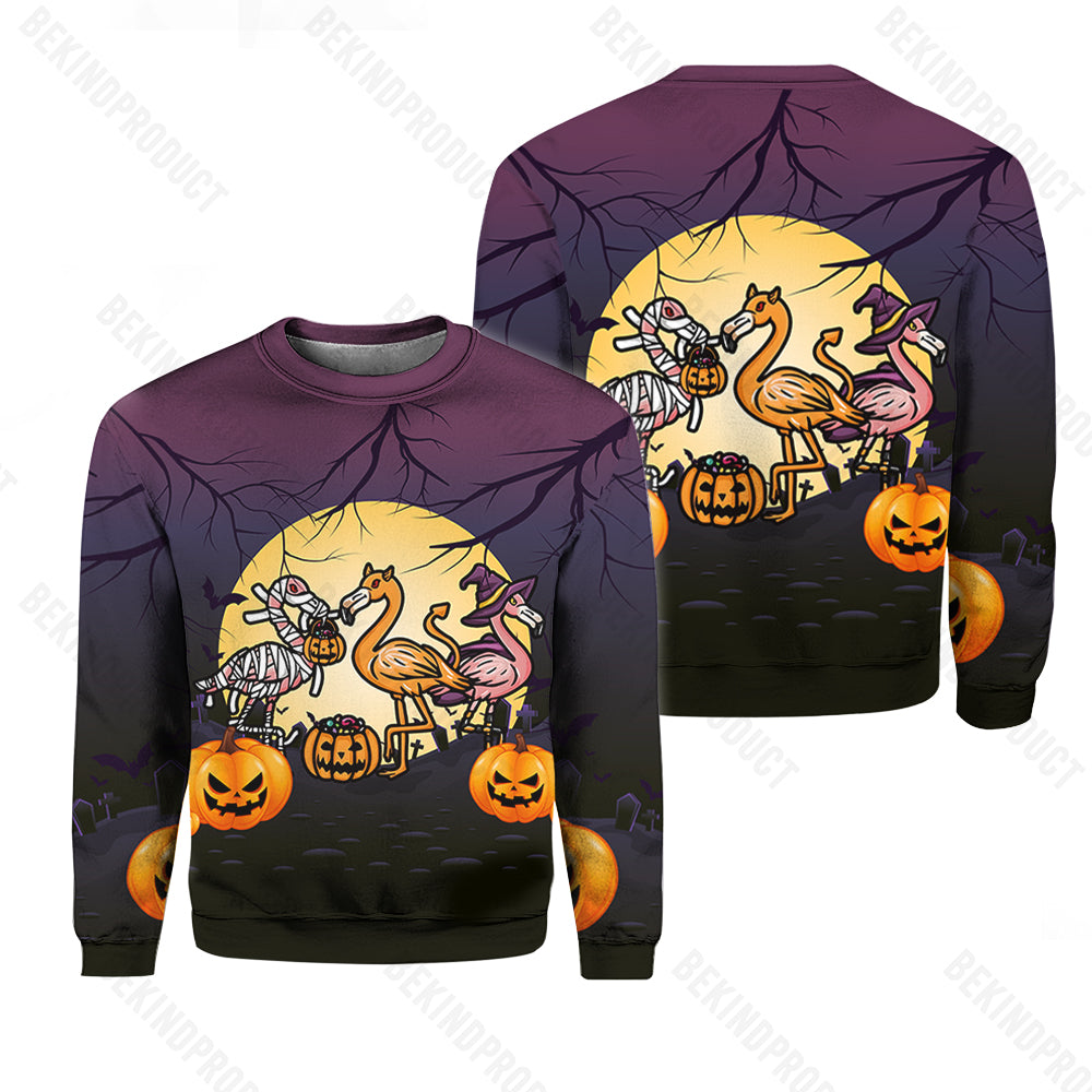 Halloween Flamingo Friends Crewneck Sweatshirt All Over Print Sweatshirt For Women Sweatshirt For Men Swn1203