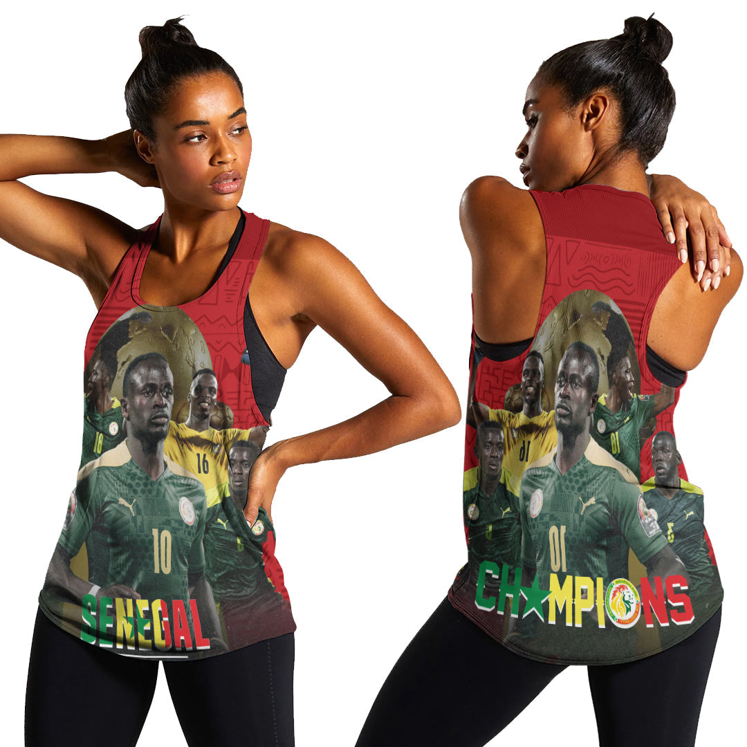 Senegal Afcon 2022 Champions Women’S Racerback Tank Teranga Lions Lt7