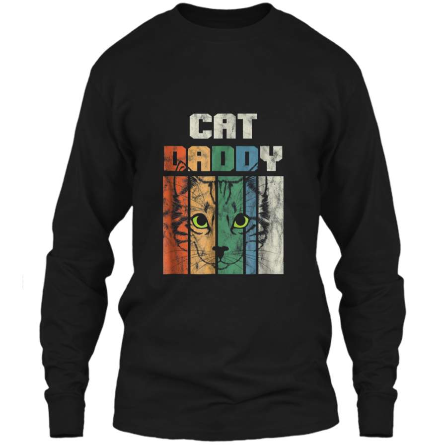 Retro Cat Dad Daddy Cool Kitten Lover Vintage  LS Ultra Cotton Tshirt