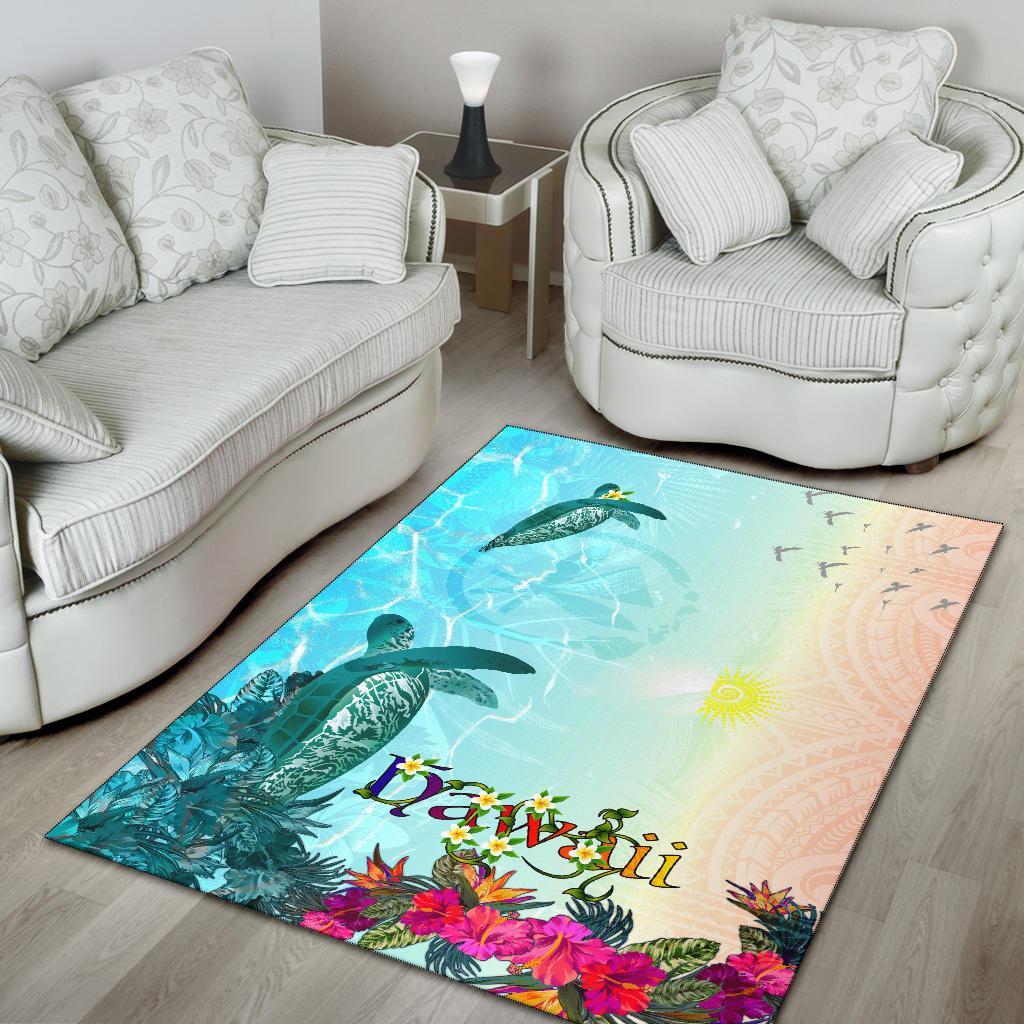 Polynesian Hawaii Rugs View Sea Hawaii With Turtle And Whale
