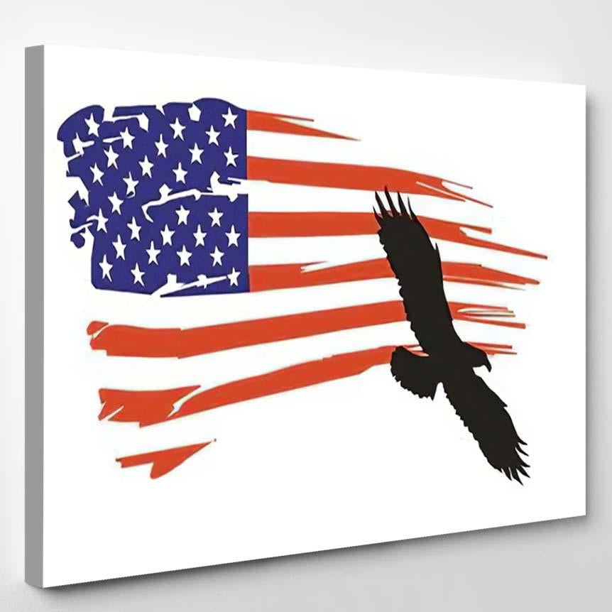 American Flag Vector – Eagle Animals Canvas Print