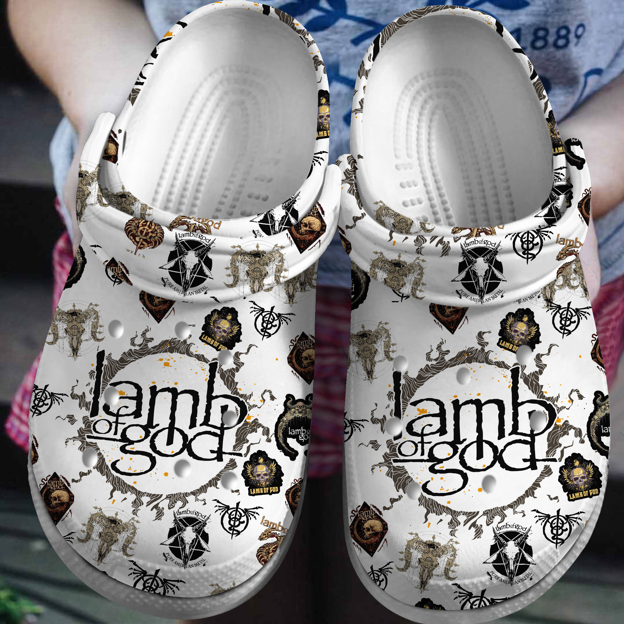 Premium Lamb Of God Music Crocs Crocband Clogs Shoes Comfortable For Men Women and Kids