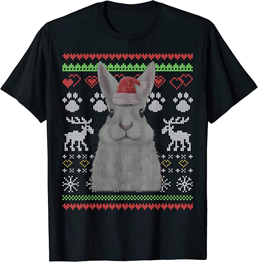 Rabbit Santa Claus Ugly Christmas Pattern X-Mas T-Shirt