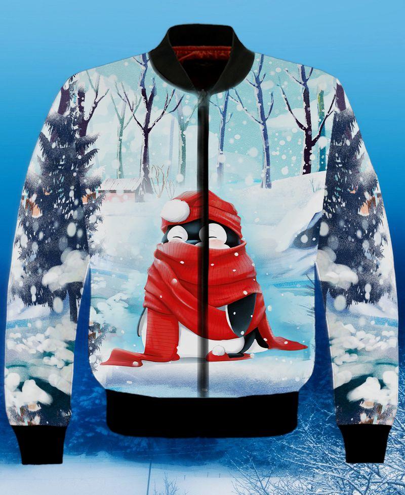 Winter Penguins 3D Shirt Gift For Christmas Holiday 3D Bomber