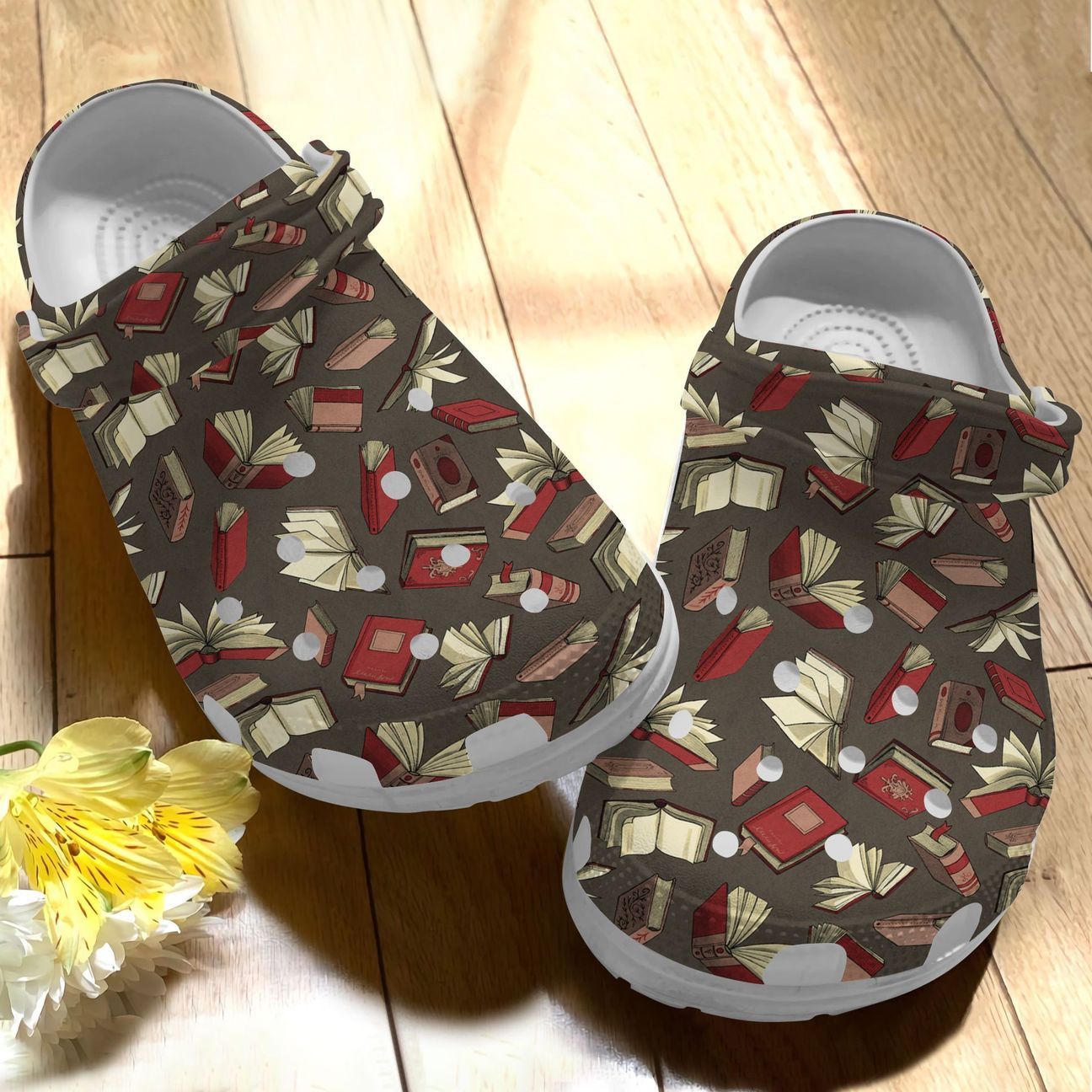 Book Storm Pattern Personalize Clog, Custom Name, Text, Fashion Style For Women, Men, Kid, Print 3D