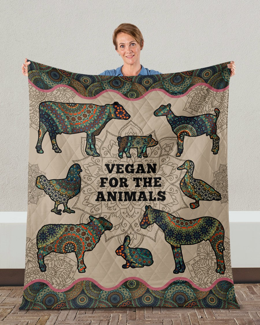 Vegan For The Animals Quilt Blanket