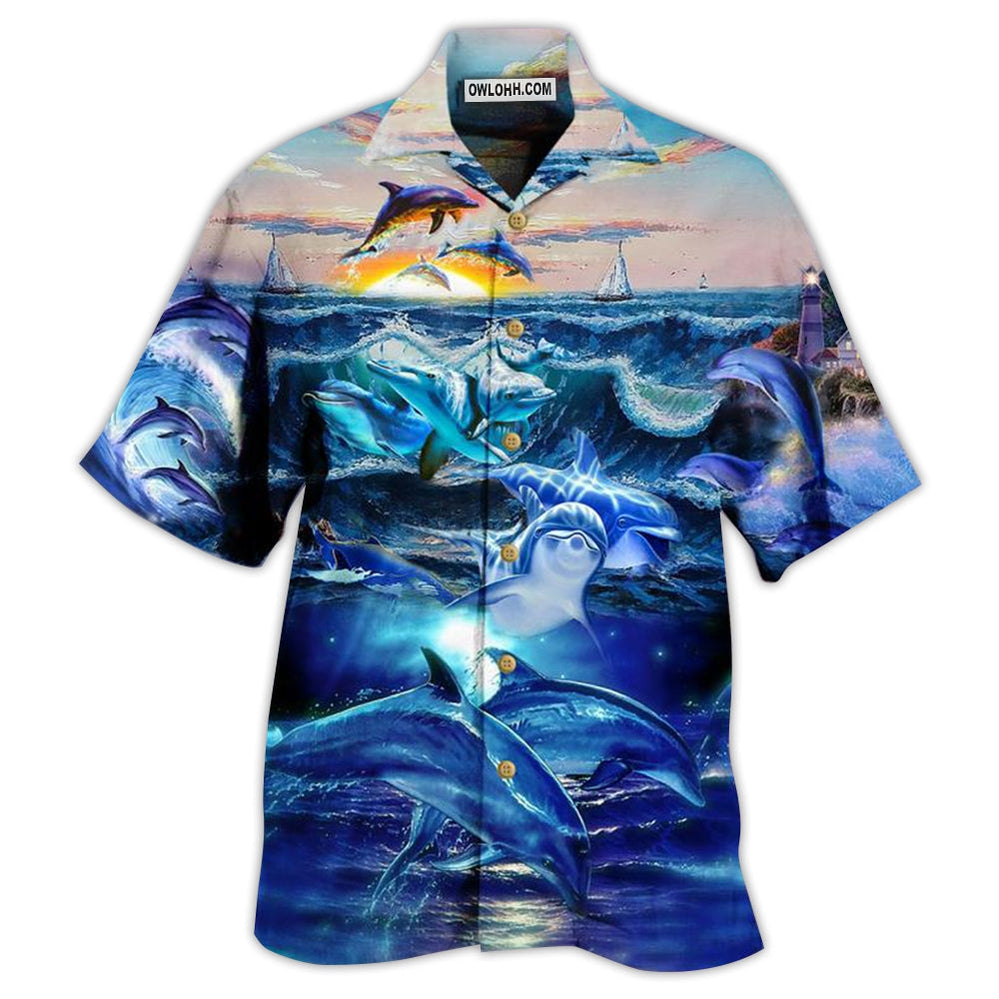 Dolphin Lovely Love Ocean Love Human – Hawaiian Shirt  – Owl Ohh