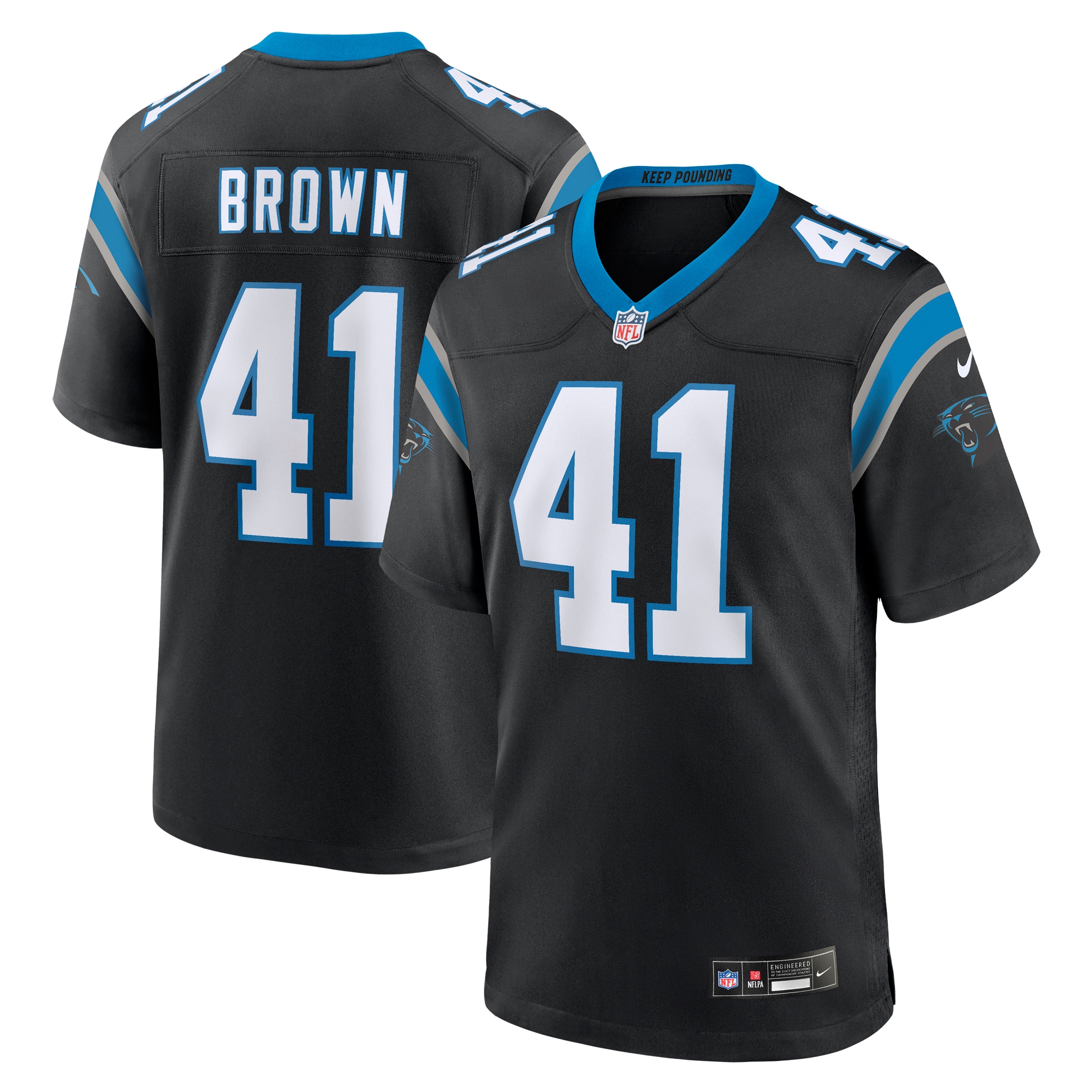 Men’s Carolina Panthers Spencer Brown Black Team Game Jersey