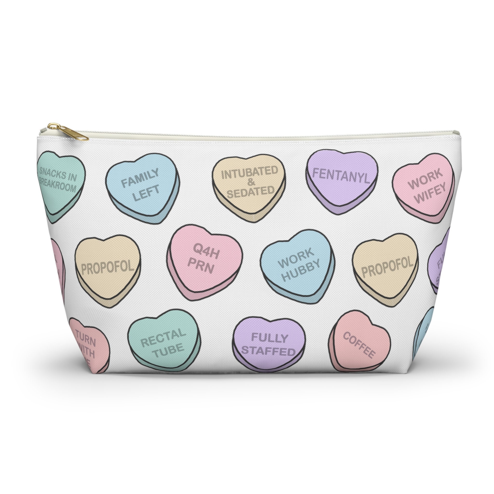 Valentine’s Day gift for ICU Nurse – Nurse Hearts Accessory Pouch Bag – Colorful Hearts Clinical Work Make-up bag – Vday Micu Sticu Cvicu Rn