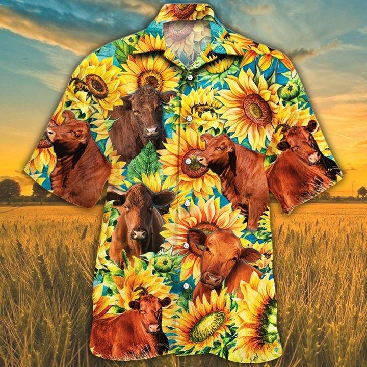 Red Angus Beach Shirt Yellow Full Cow Hawaii For Men Women Ha80819