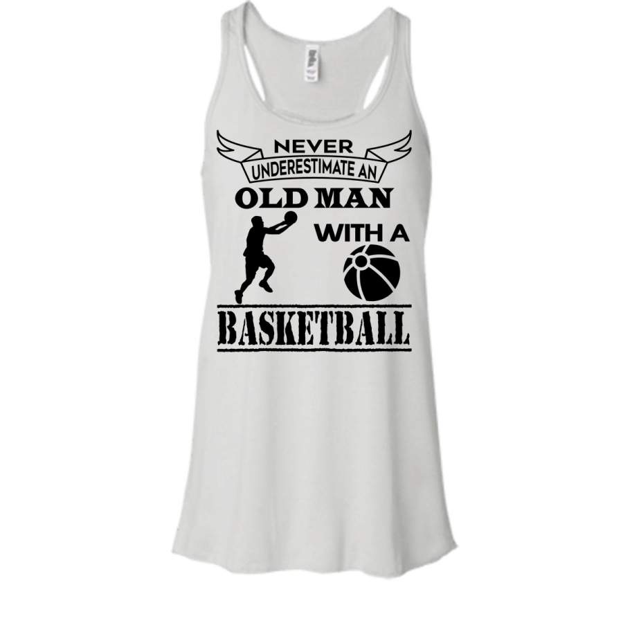 Never Underestimate An Old Man With A Baseketball T Shirt, Coolest Baseketball Grandpa T Shirt, Awesome t-shirts