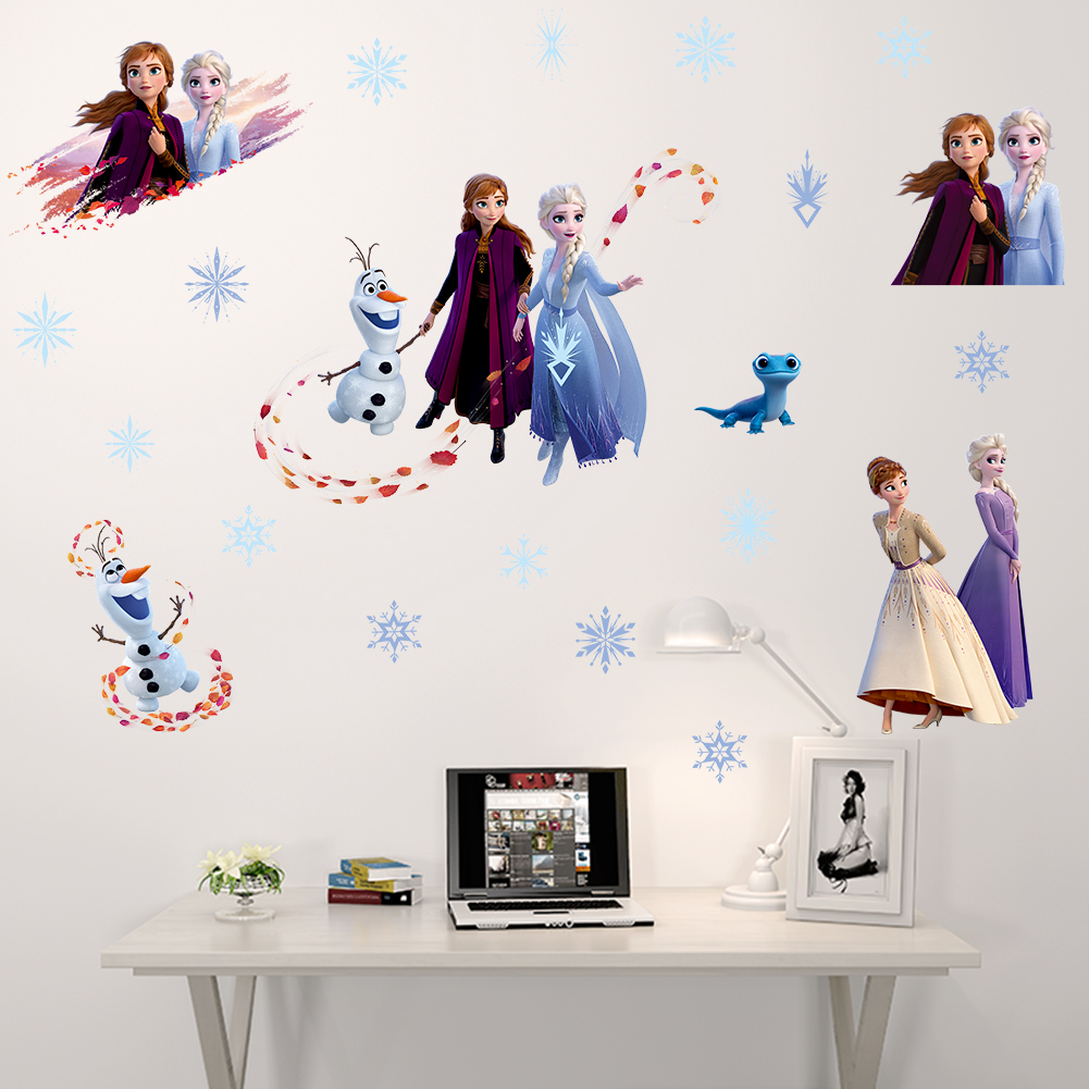 3D Elsa Princess Cartoon Wall Stickers For Children’s Room Living Room Bedroom Wall Decoration Movie Posters Baby Door Sticker alx