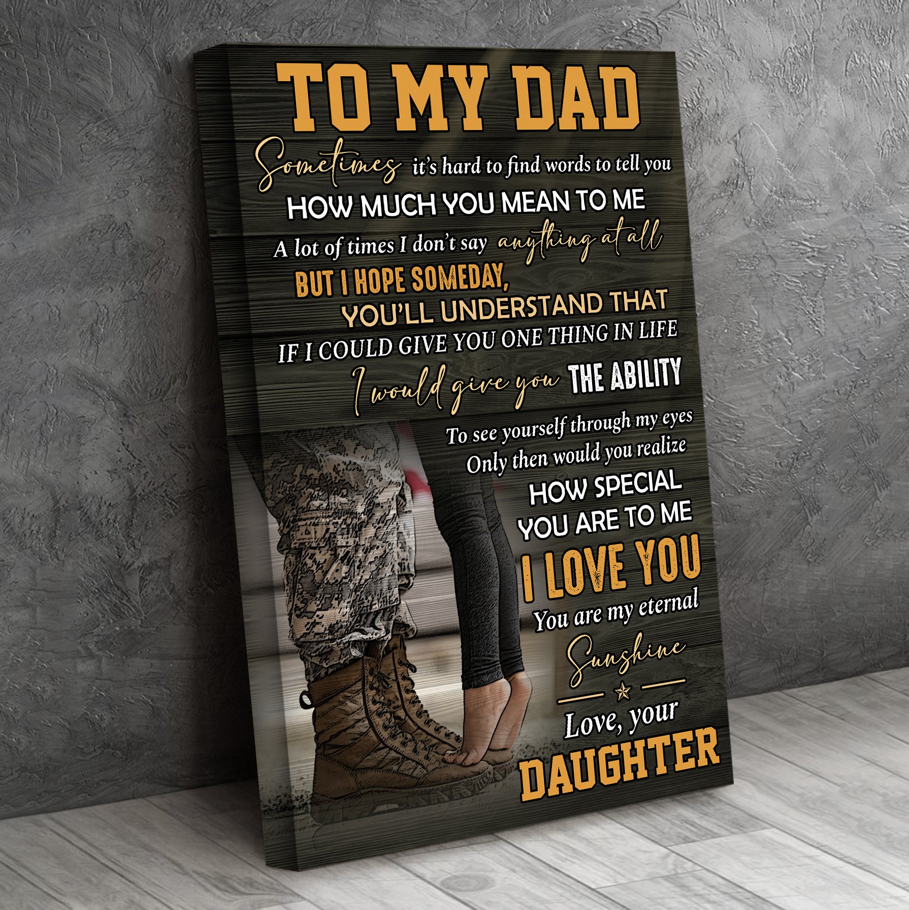 Bekingart Veteran To My Dad You Mean To Me Daughter Love Meaningful Thank You Us Military – Matte Canvas