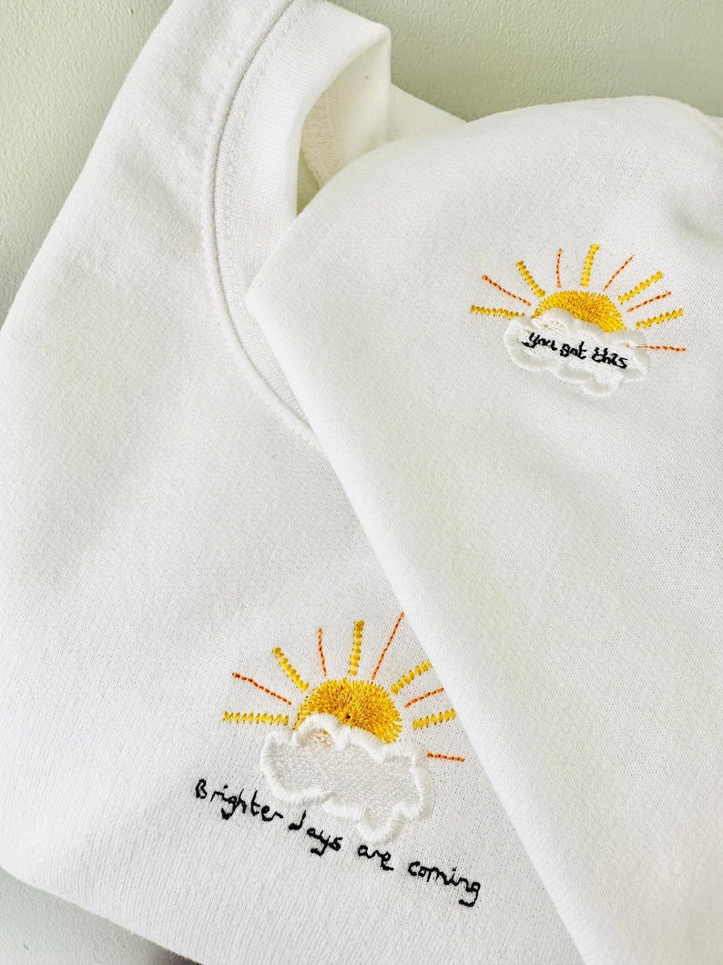 Brighter Days Embroidered Sweatshirt 2D Crewneck Sweatshirt All Over Print Sweatshirt For Women Sweatshirt For Men Sws2944