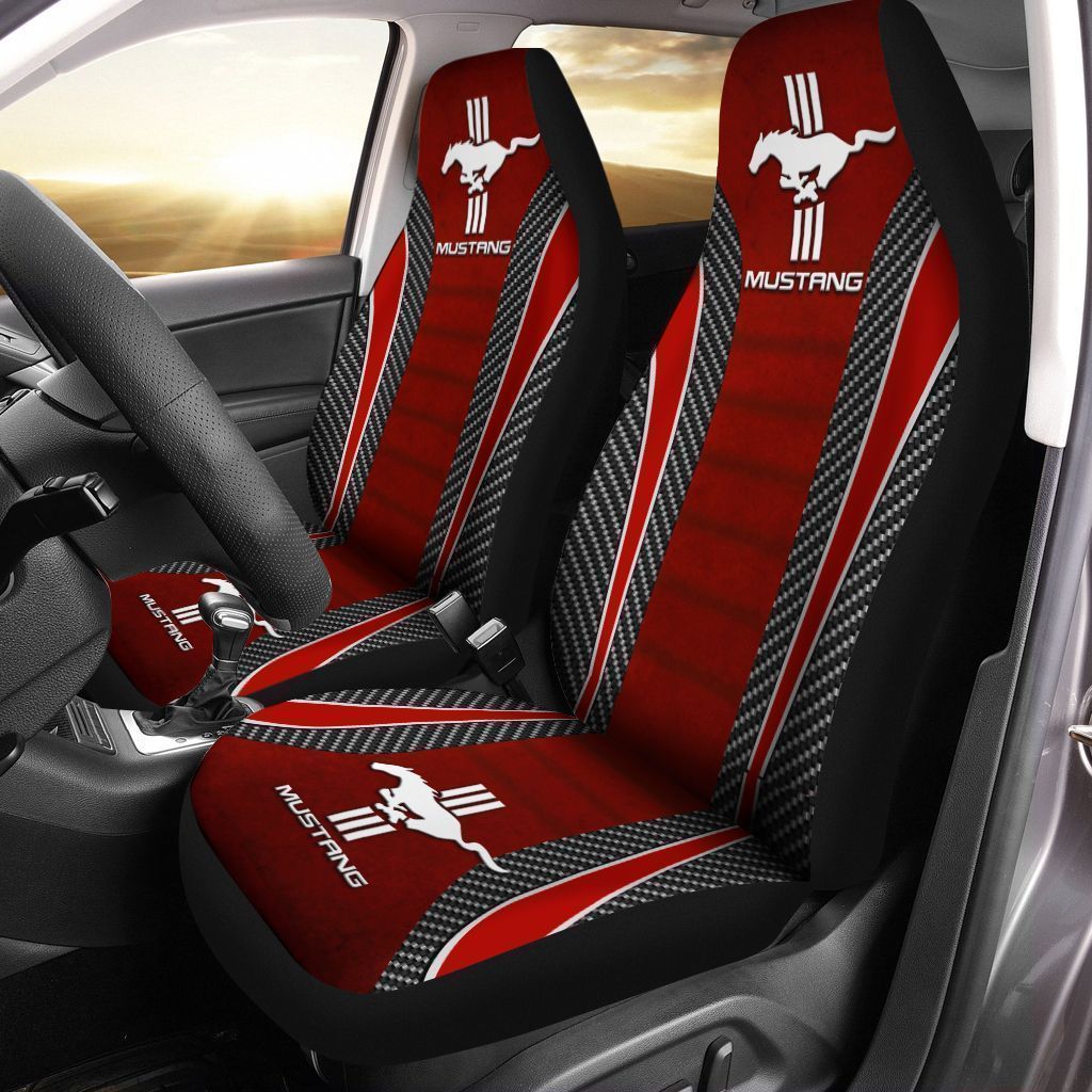 Mustang-  Car Seat Cover (Set Of 2) Ver1 (Red)