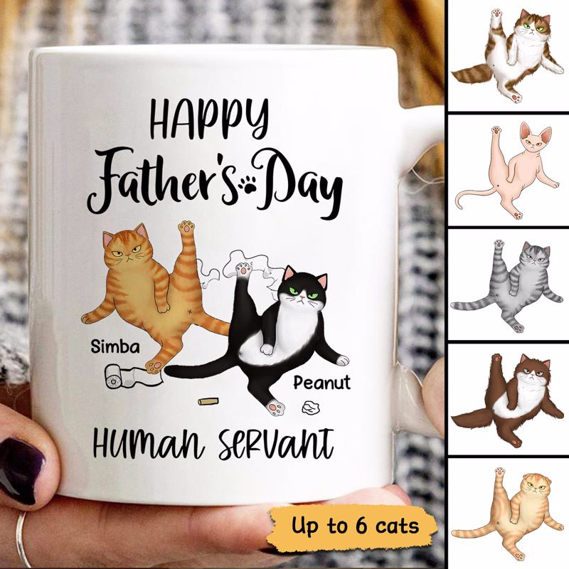 Happy Father‘S Day Cat Dad Human Servant Personalized Mug