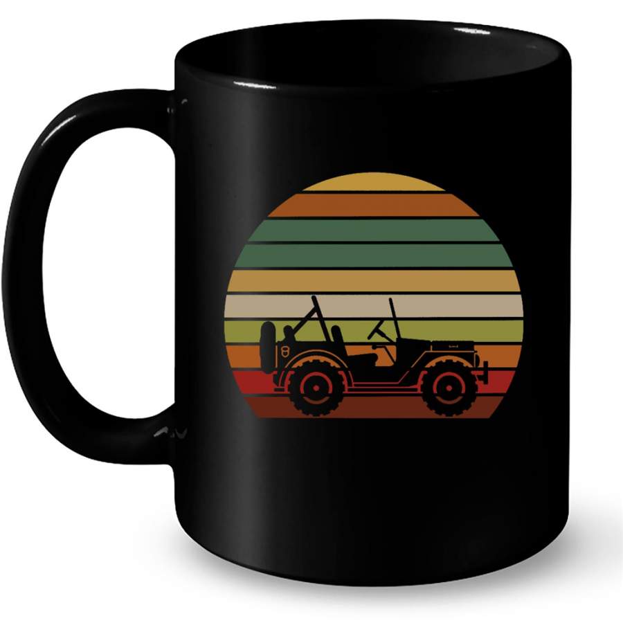 Vintage Jeeps Retro 70s Off Road Sunset Classic – Full-Wrap Coffee Black Mug