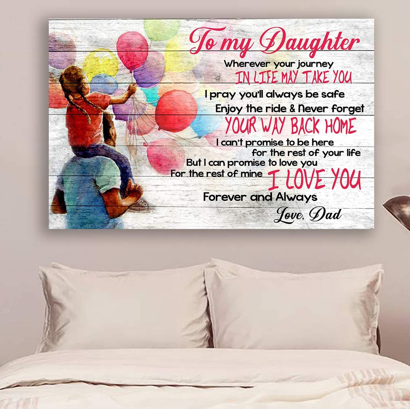 Poster for Room Aesthetic -Command Strips Wall Decor – Hn123 Family Poster – Dad to Daughter – Where Your Journey