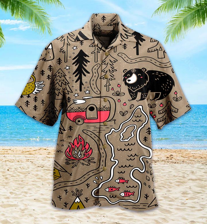 Adorable Camping Happy Brown Hawaii Shirt Ha34384