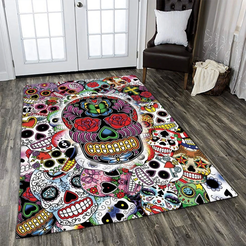 Skull Candy Colorful Home Decor Rectangle Rug