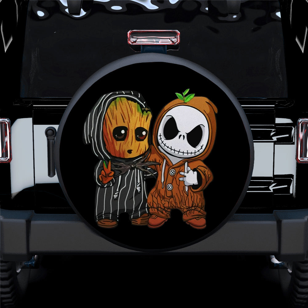 Baby Groot And Jack Nightmare Before Christmas Jeep Car Spare Tire Covers Gift For Campers