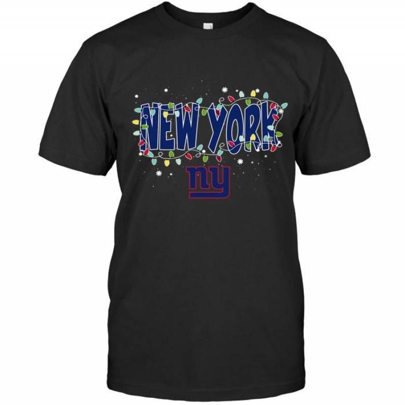 New York Giants Christmas Fairy Lights T Shirt