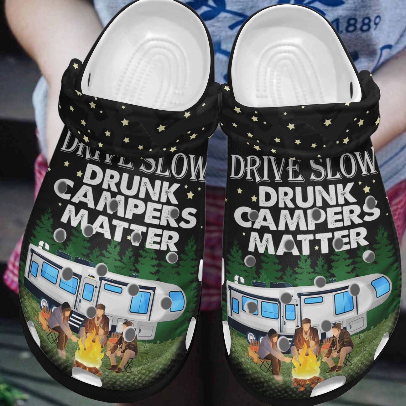 Camping Personalized Clog, Custom Name, Text, Color, Number Fashion Style For Women, Men, Kid, Print 3D Drive Slow Drunk Campers Matter