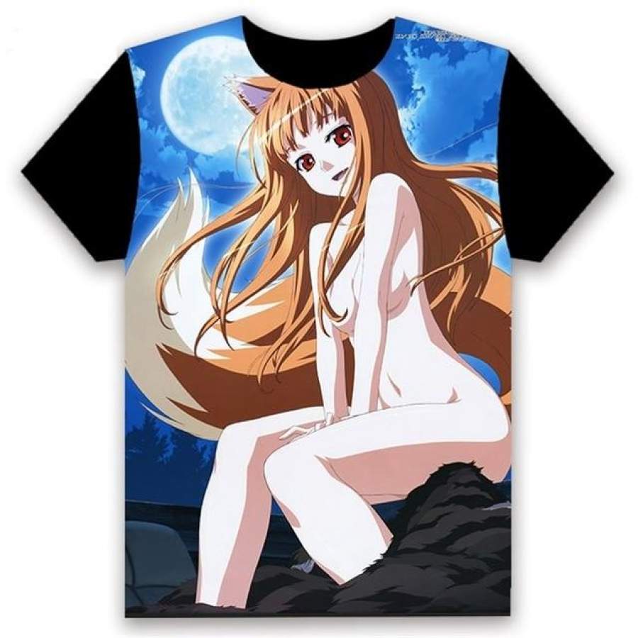 Anime T-shirt Spice and Wolf Holo Cosplay Short Sleeve Women Men Black Tee Casual Summer Otaku Shirt