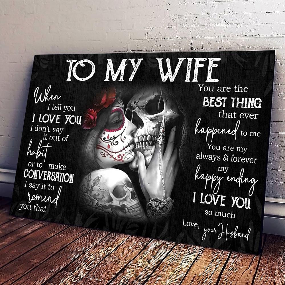 To My Wife Horizontal Canvas Gift For Wife For Skull Lovers Gift For Family, Wall Art Decor, Canvas Print, Home Decor