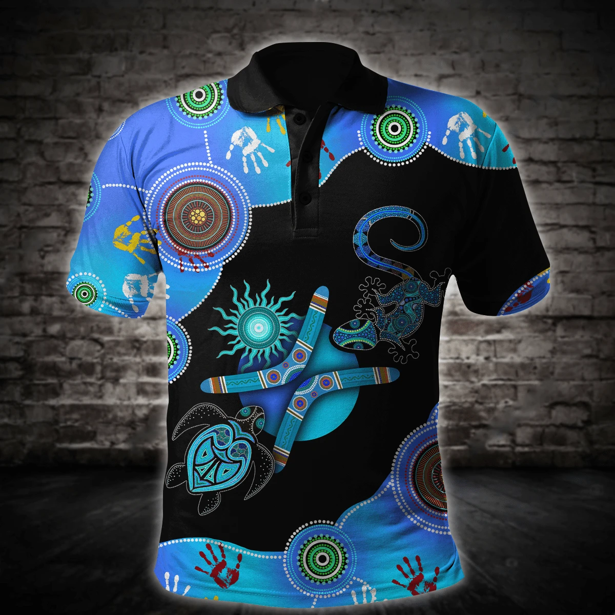 Aboriginal Naidoc Week Blue Turtle Lizard Polo Shirt For Men And Women