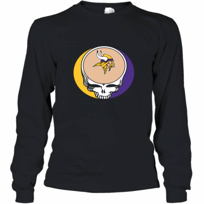 Halloween Skull Funny Football Team Minnesota Vikings Long Sleeve T-Shirt