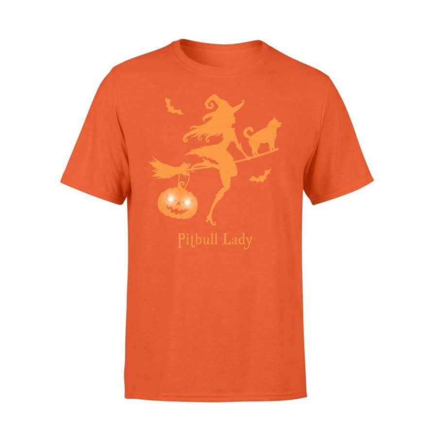 Pitbull Lady Driving Broomstick Halloween Costume Shirt Gift – Standard T-shirt