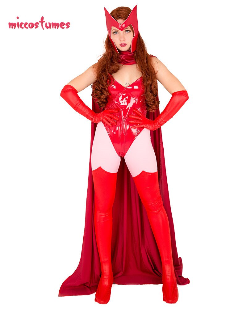 Women’s Cosplay Bodysuit Costume with Cloak and Face Covering alx