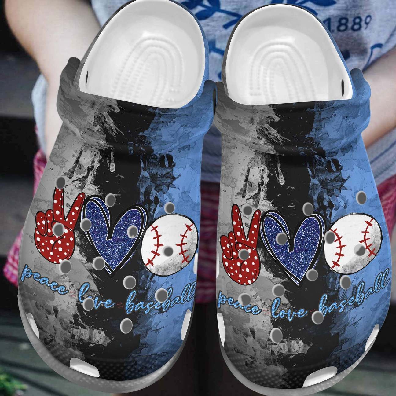 Baseball Personalized Clog Custom Crocss Comfortablefashion Style Comfortable For Women Men Kid Print 3D Peace Love Baseball 51