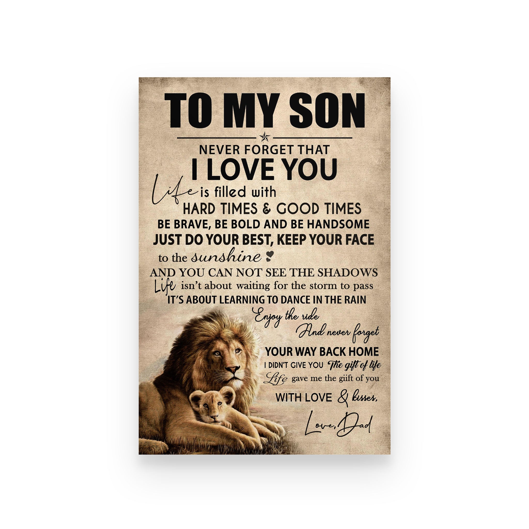 Poster lion dad to son never forget that i love you