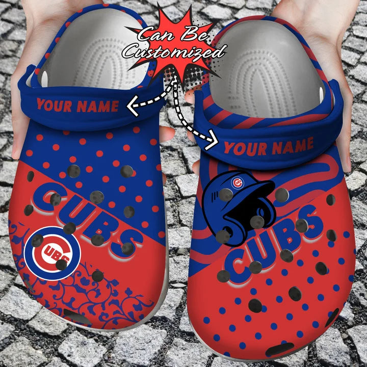 Baseball Crocss – Personalized Chicago Cubs Team Polka Dots Colors Clog Shoes