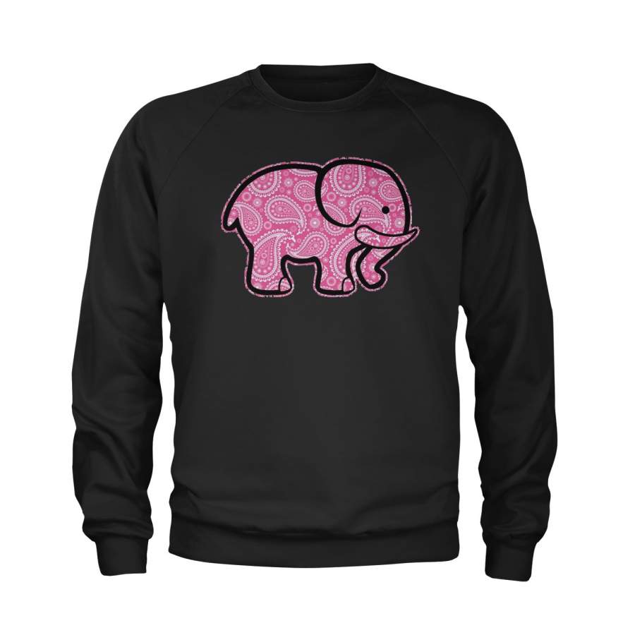 Pink Paisley Elephant Youth-Sized Crewneck Sweatshirt