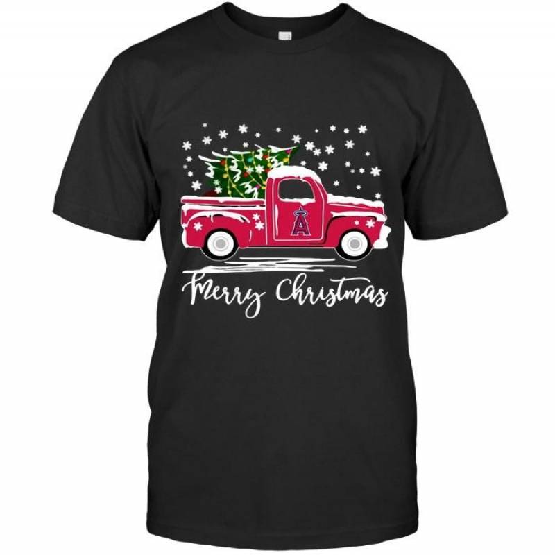 Los Angeles Angels Merry Christmas Christmas Tree Truck T Shirt – Gearpenguin.com