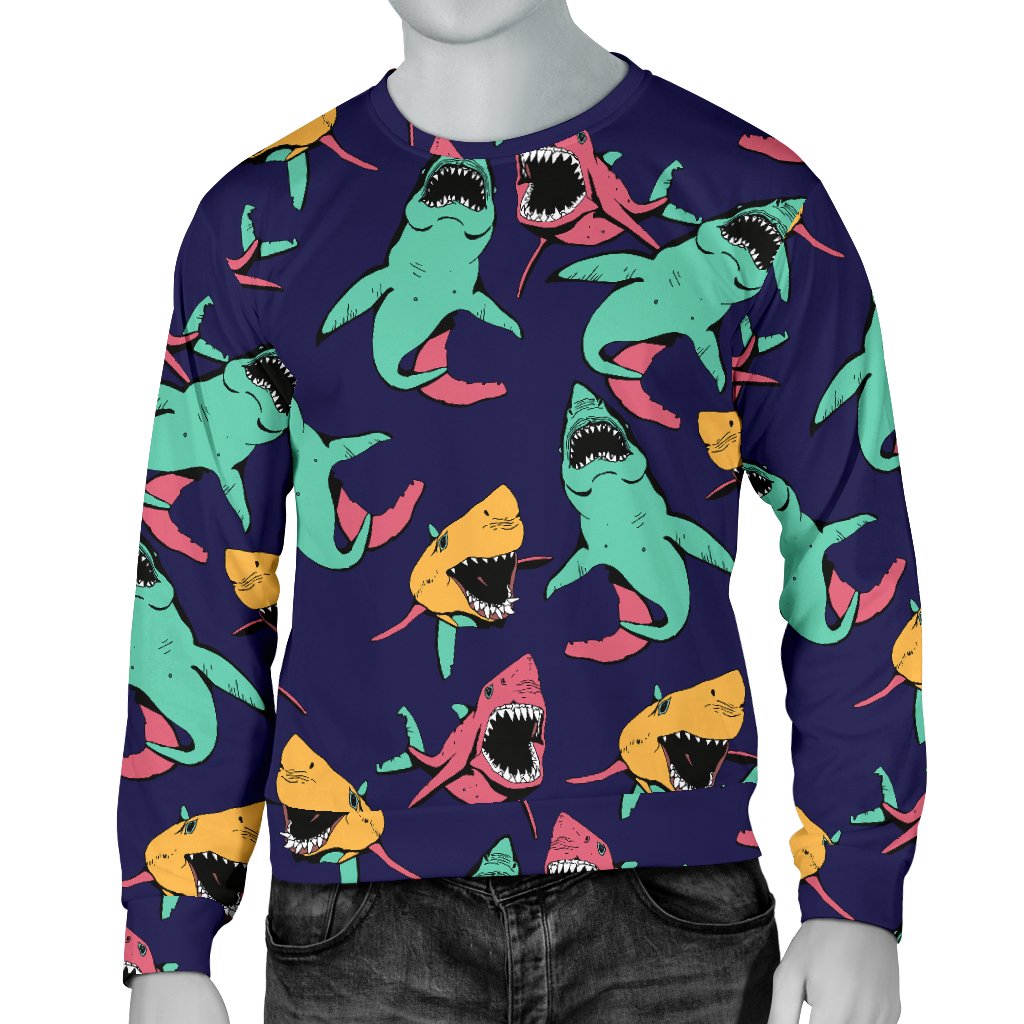 Shark Bite Pattern Men Crewneck Sweatshirt