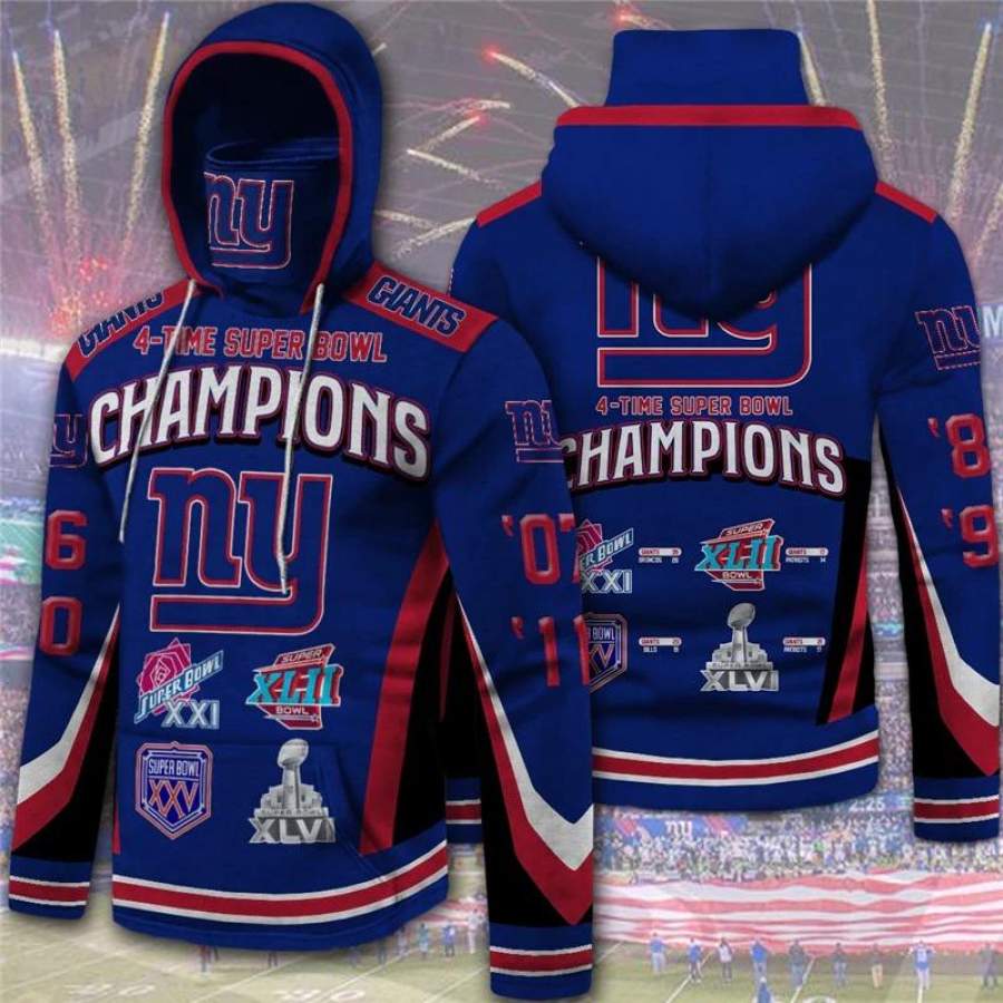 New York Giants Men’s Hoodie 4 Times Super Bowl Champions