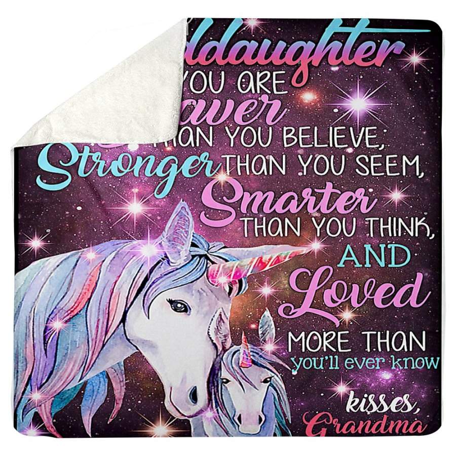 Unicorn To My Granddaughter Kisses Grandma Sherpa Blanket