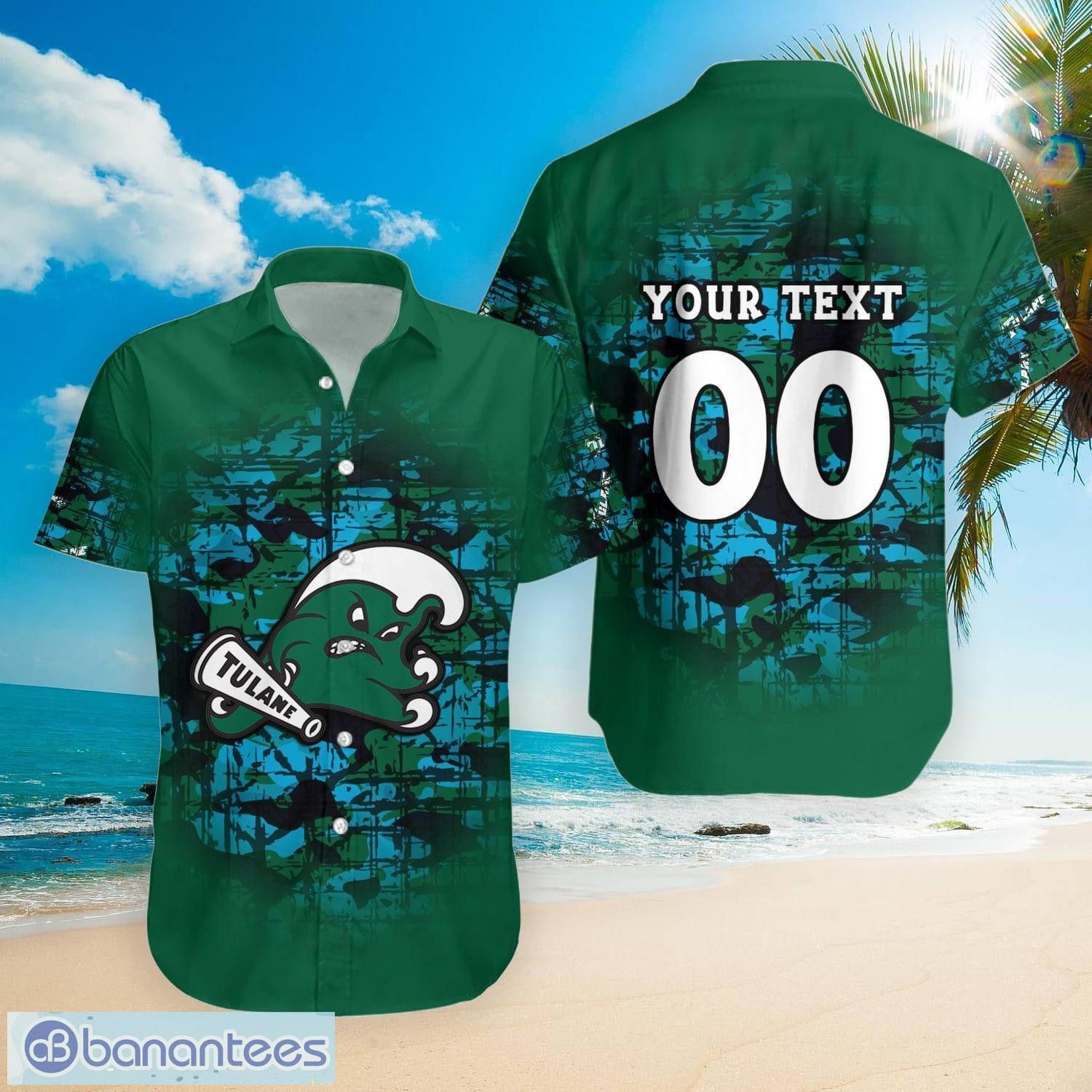 NCCA Tulane Green Wave Custom Text Number Camouflage Vintage Trendy Hawaiian Shirt Aloha Shirt