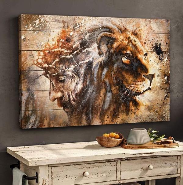 Wonderful Lion And Jesus Landscape Canvas Print – Poster And Canvas Art Wall Decor