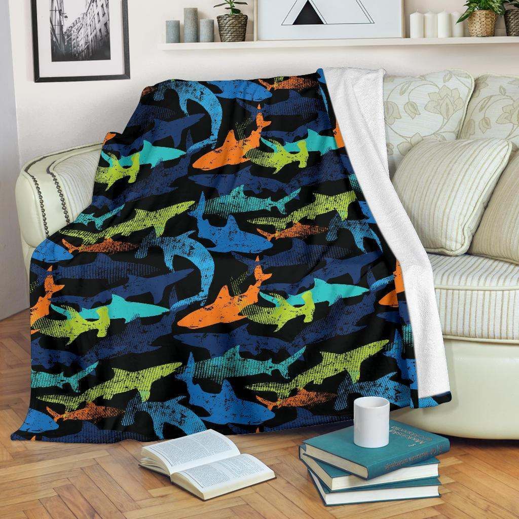 Colorful Shark Cla2810309F Sherpa Fleece Blanket